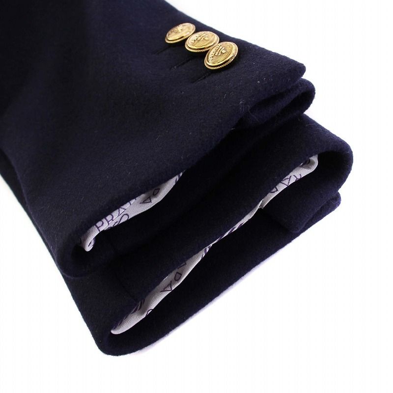 Prada 2021 Tailored Jacket Gold Button Cashmere Blend 50 Navy Sd137 KH