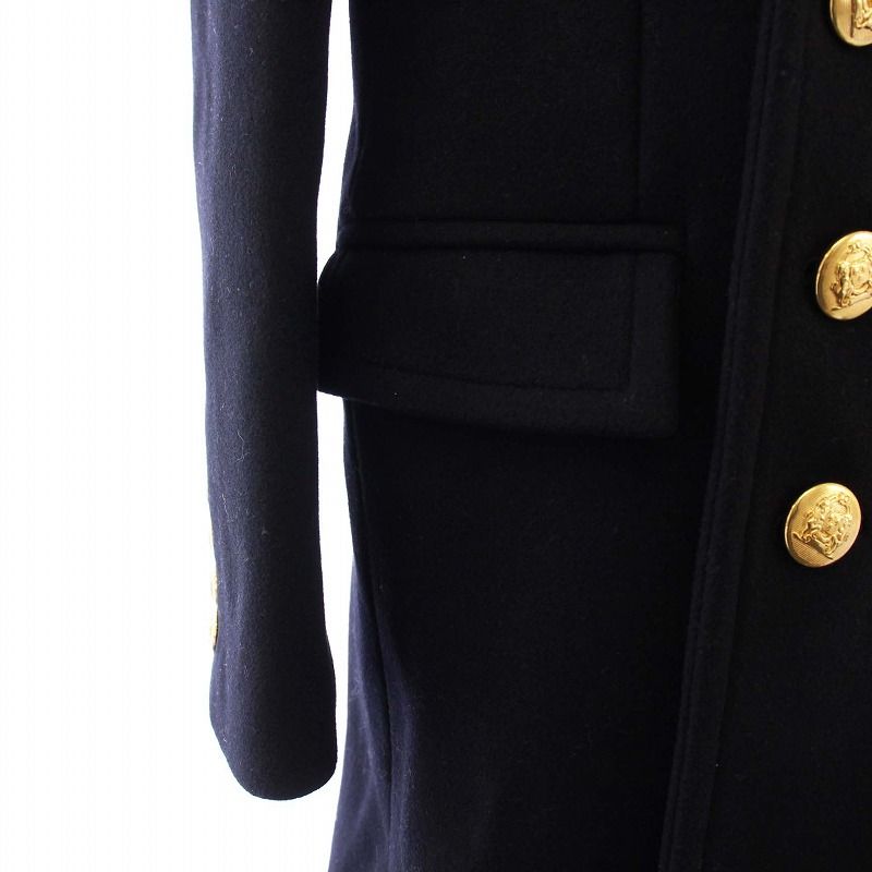 Celine Tagged Seventies Peacoat P Coat Outerwear Long Gold Buttons 38 Black