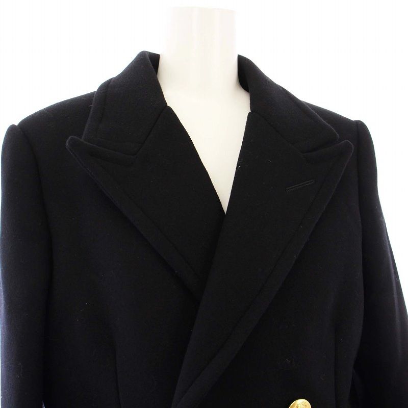 Celine Tagged Seventies Peacoat P Coat Outerwear Long Gold Buttons 38 Black