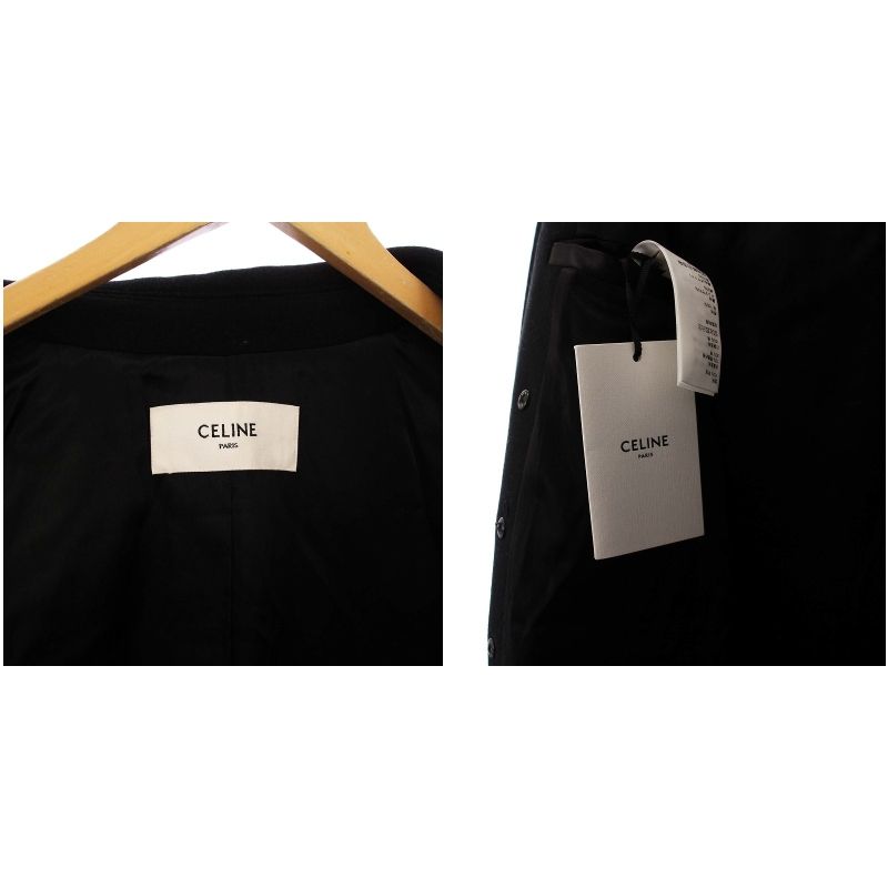 Celine Tagged Seventies Peacoat P Coat Outerwear Long Gold Buttons 38 Black