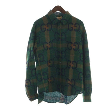 Gucci 22aw Jumbo GG Check Shirt Long Sleeve Wool 46 S Green 711543 • Gy17 Mq