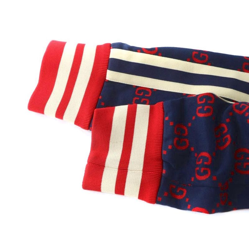 Gucci Track Jacket GG Jacquard Jersey Long Sleeve Zip Up Logo All Over Pattern