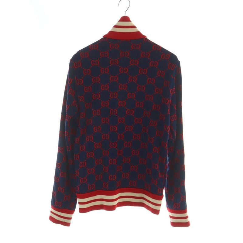 Gucci Track Jacket GG Jacquard Jersey Long Sleeve Zip Up Logo All Over Pattern