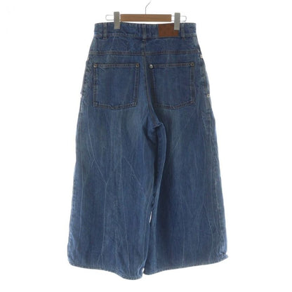 Chanel I Love Chanel Denim Pants Jeans Wide Flare Zip Fly Logo Baggy Here Mark