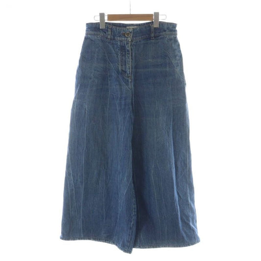 Chanel I Love Chanel Denim Pants Jeans Wide Flare Zip Fly Logo Baggy Here Mark