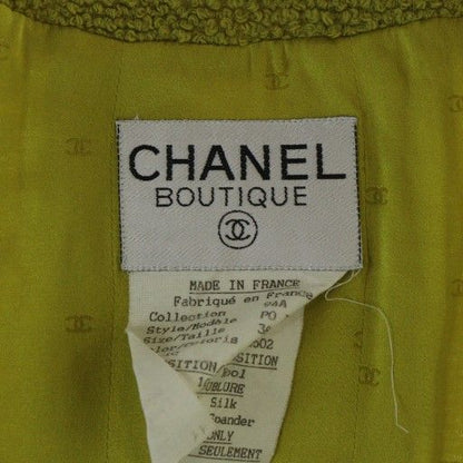 Chanel Long Coat Front Opening Gold Button Logo No Collar Shoulder Pad Here