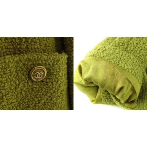 Chanel Long Coat Front Opening Gold Button Logo No Collar Shoulder Pad Here