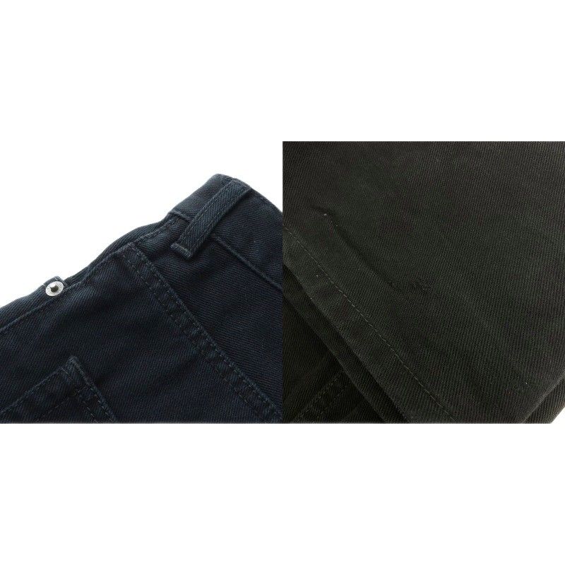 Balenciaga Baggy Pants Denim Pants Jeans Button Fly Leather Straight Logo XS