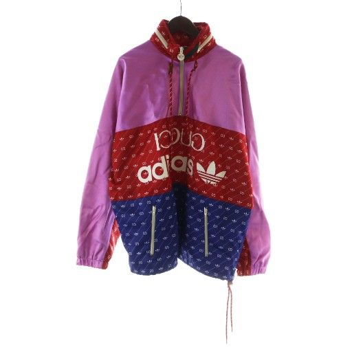 Gucci Adidas 22ss Acetate Nylon Anorak Jacket Parka Half Zip Logo Hood 48 Red