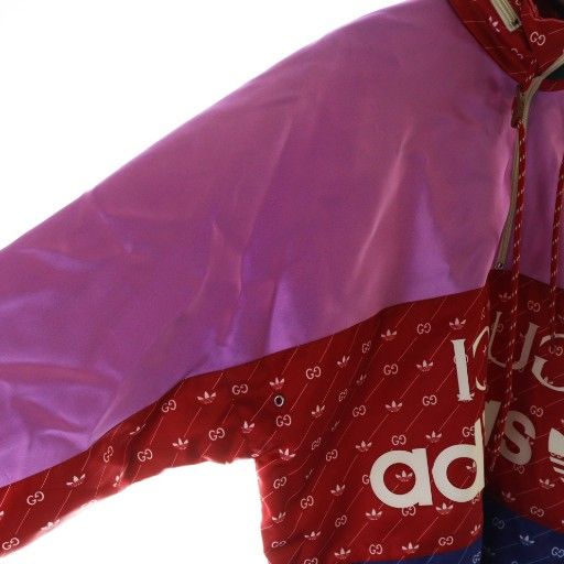 Gucci Adidas 22ss Acetate Nylon Anorak Jacket Parka Half Zip Logo Hood 48 Red