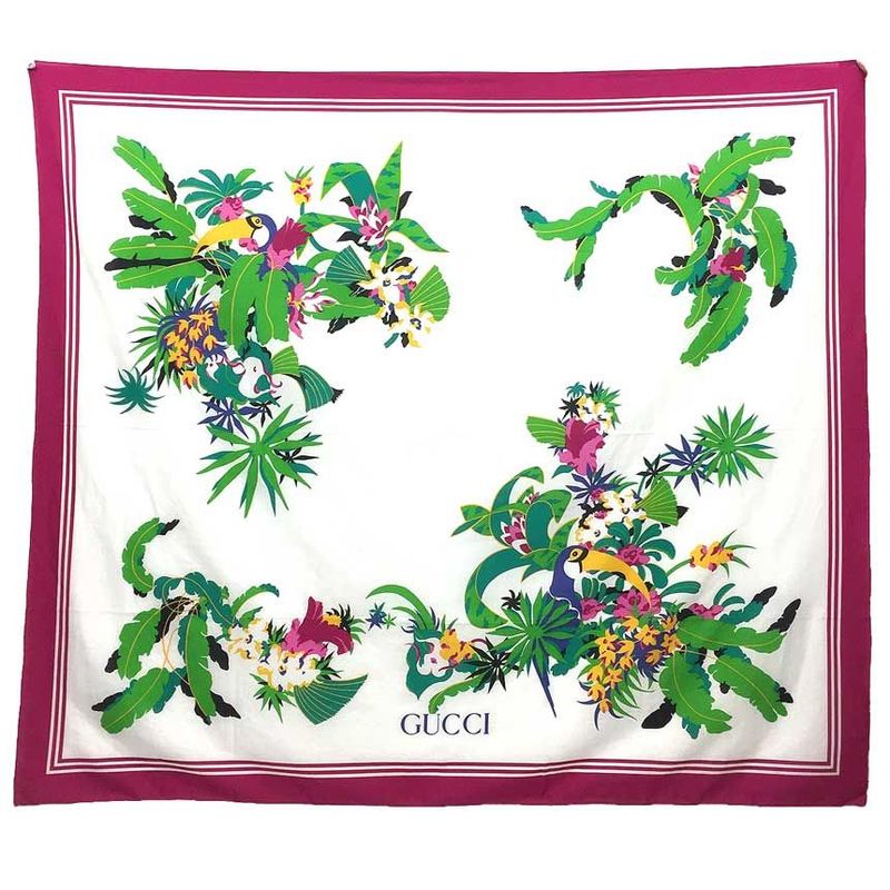 Unused Gucci Shawl Pareo Bird Sofa Cabas - Cotton Aq8088