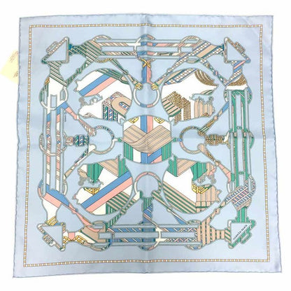 Unused Hermes Scarf Kare 45 Tattersall Zigzag Light Blue Aq8099