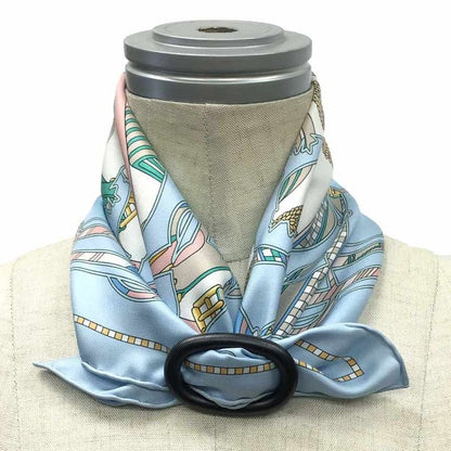 Unused Hermes Scarf Kare 45 Tattersall Zigzag Light Blue Aq8099