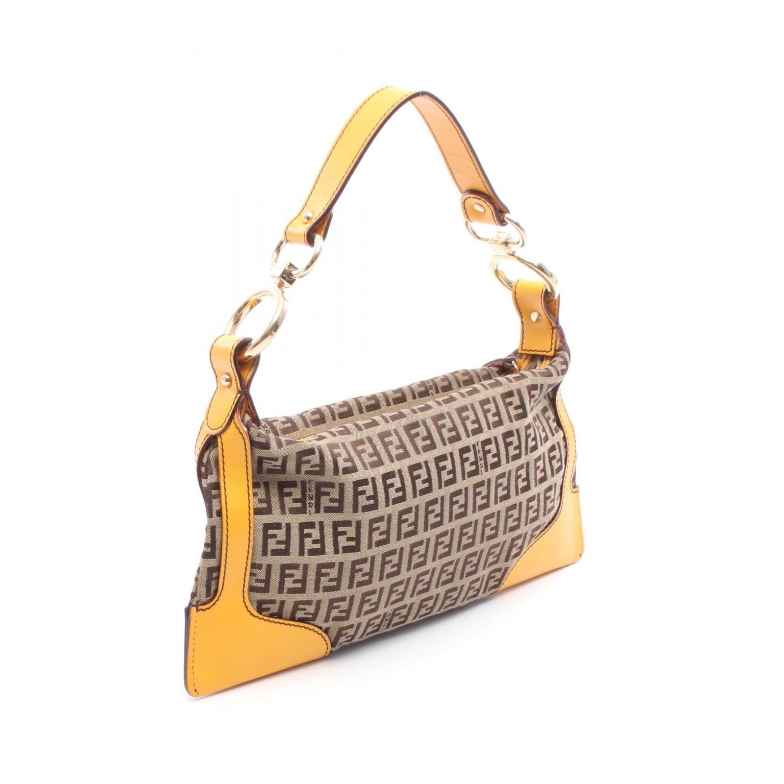 Fendi Handbag Chef Pocket Zucchino 8br464 Khaki/yellow Canvas Leather Zucchino