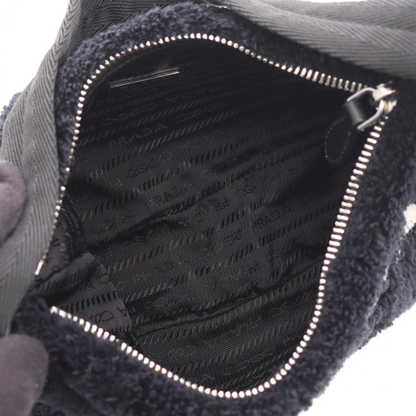 Prada Handbag Re-Edition 2000 Spugna Mini Bag 1ne515 Black/white Other Terry