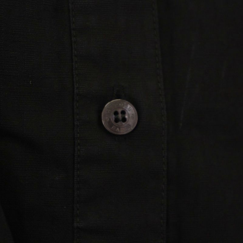 Hermes Shirt Dress Band Collar Short Sleeve Long Allover Pattern Pullover 36