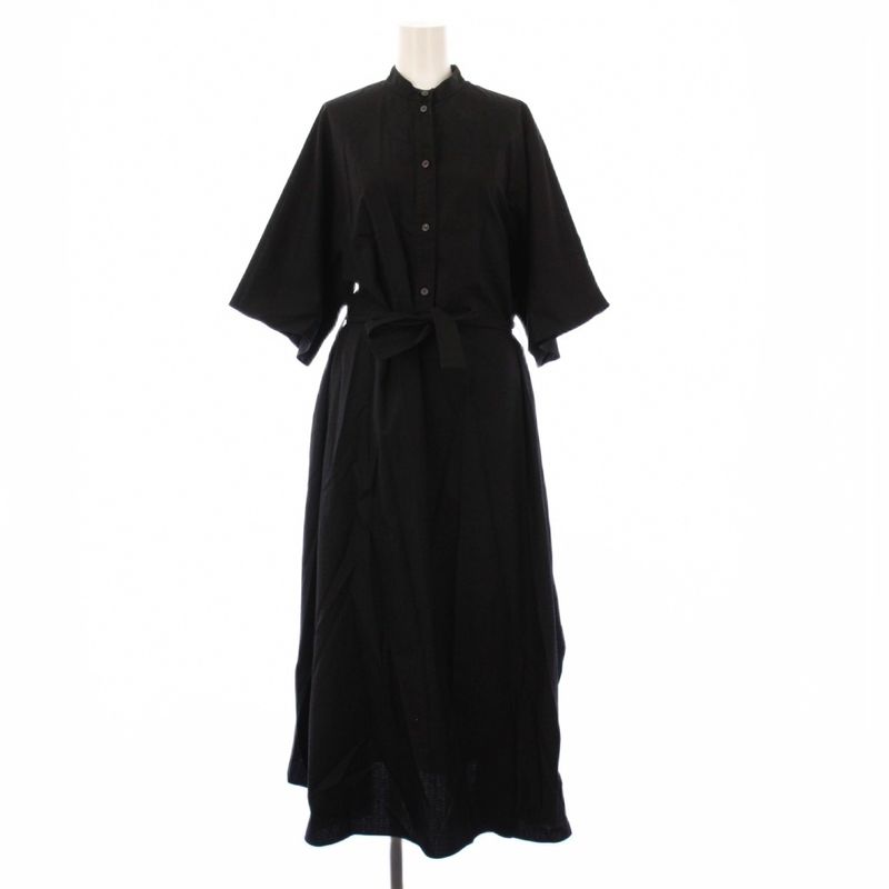 Hermes Shirt Dress Band Collar Short Sleeve Long Allover Pattern Pullover 36