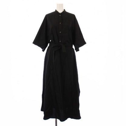 Hermes Shirt Dress Band Collar Short Sleeve Long Allover Pattern Pullover 36