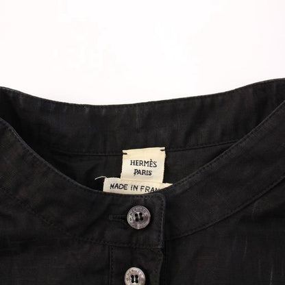 Hermes Shirt Dress Band Collar Short Sleeve Long Allover Pattern Pullover 36