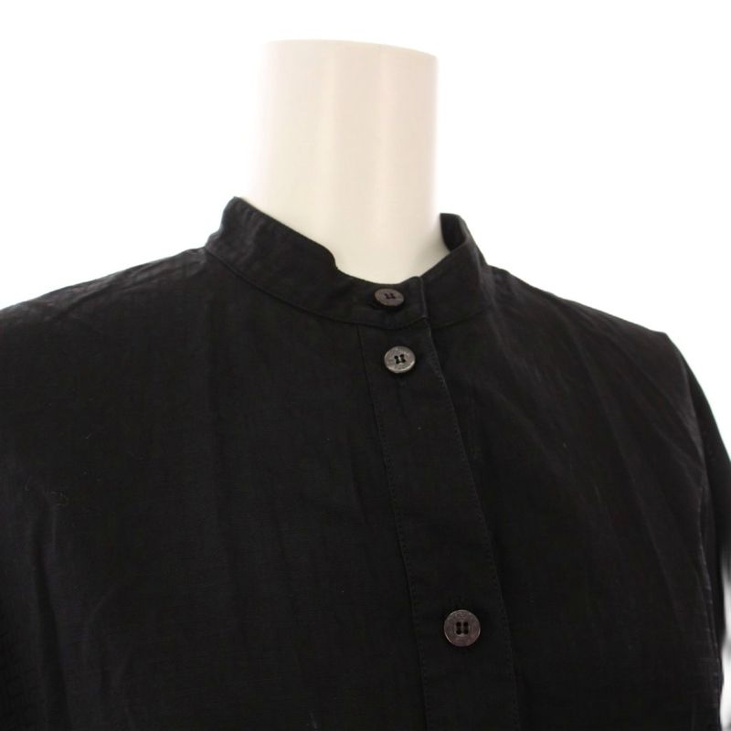 Hermes Shirt Dress Band Collar Short Sleeve Long Allover Pattern Pullover 36