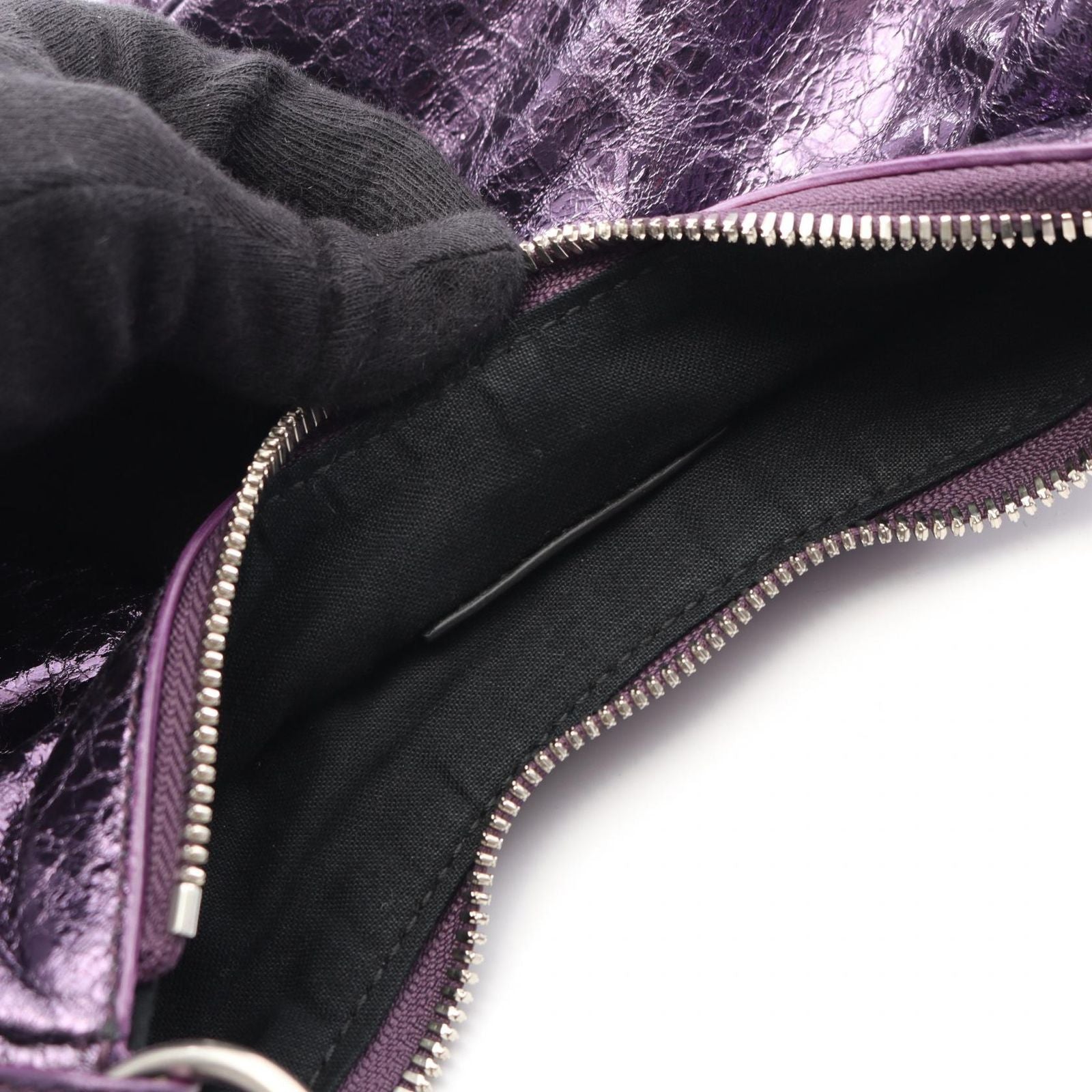 Balenciaga Shoulder Bag le Cagole XS 671309 Metallic Purple Leather le Cagole