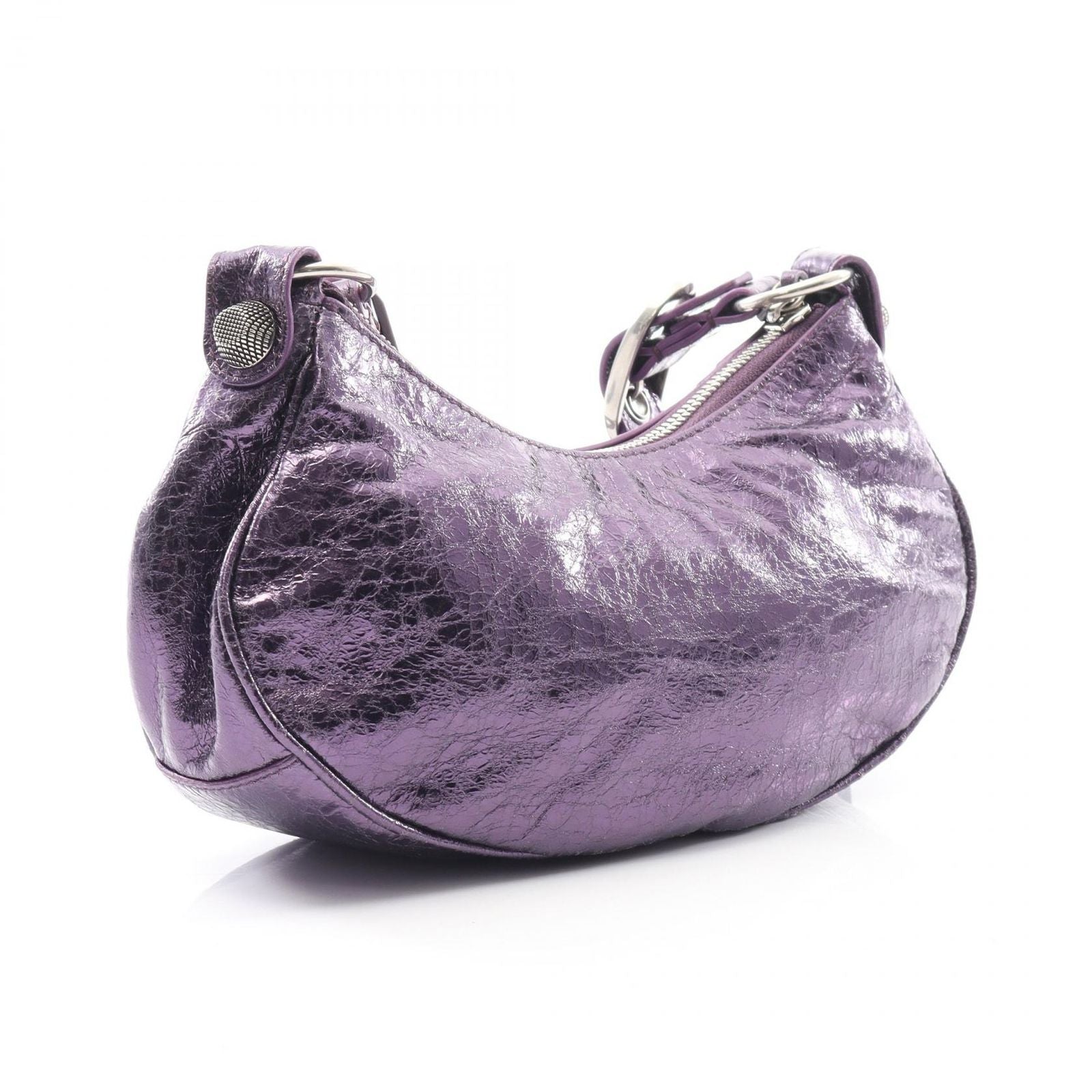 Balenciaga Shoulder Bag le Cagole XS 671309 Metallic Purple Leather le Cagole