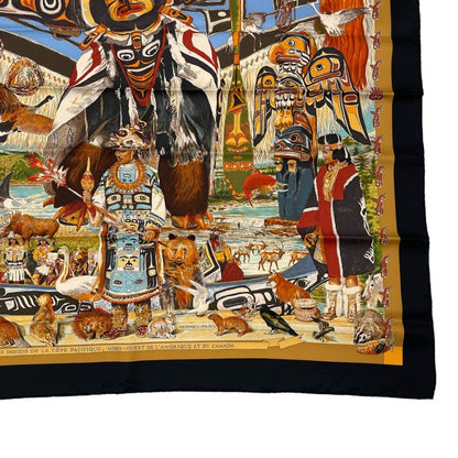 Hermes Carre 90 Tsitsika Silk Scarf Black