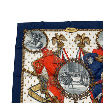 Hermes Scarf 100% Silk Kale90 Napoleon Navy Multicolor Box
