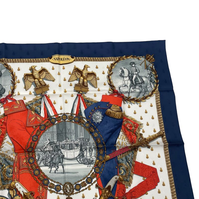 Hermes Scarf 100% Silk Kale90 Napoleon Navy Multicolor Box