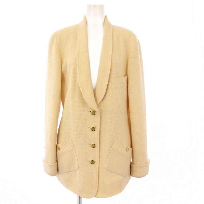 Chanel Coco Mark Shawl Collar Other Jackets Ivory Care Tag None