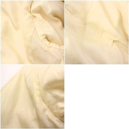 Chanel Collarless Coat Tweed Outer Buttonless 38 Beige KH