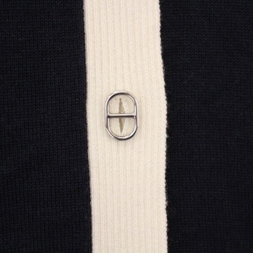 Hermes 25ss Chaine D'ancre Knit Cardigan Short Sleeve Cashmere Silk 38 Navy