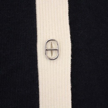 Hermes 25ss Chaine D'ancre Knit Cardigan Short Sleeve Cashmere Silk 38 Navy