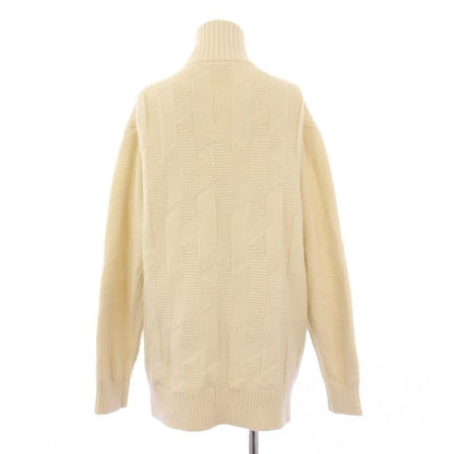 Hermes 24ss Knit Cardigan Long Sleeve Stand Collar H Logo 34 White KH