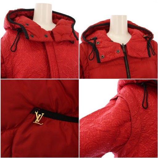 Louis Vuitton 2way Monogram Reversible Jacket Hoodie Outerwear 40 Red Rw102w