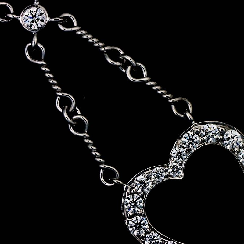 Tiffany & Co Heart Diamond Necklace 40 cm Pt