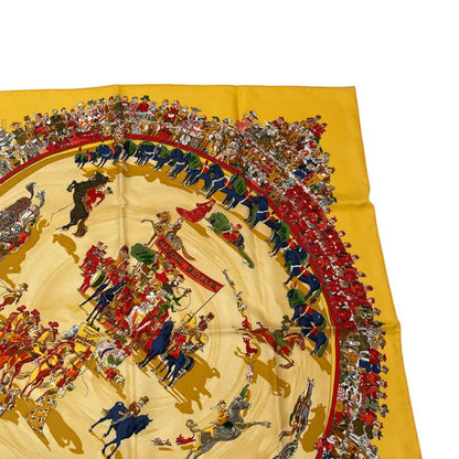 Hermes Scarf 100% Silk Carre 90 Cirque Molier Circus Yellow