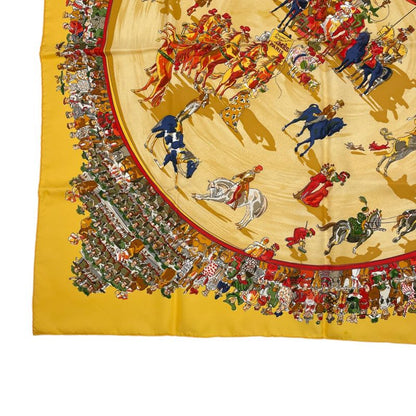 Hermes Scarf 100% Silk Carre 90 Cirque Molier Circus Yellow