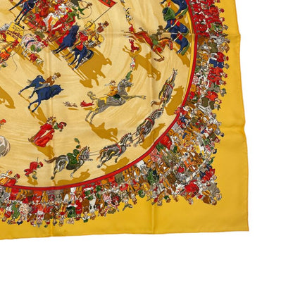 Hermes Scarf 100% Silk Carre 90 Cirque Molier Circus Yellow