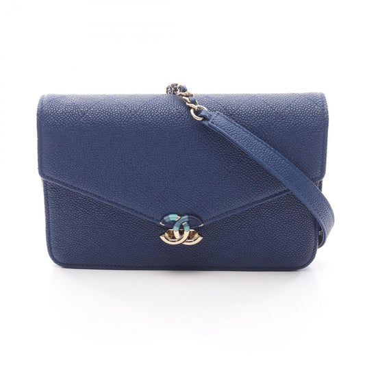 Chanel Shoulder Bag Matelasse Half Coco Blue Leather Calf (Cowhide) Matelasse