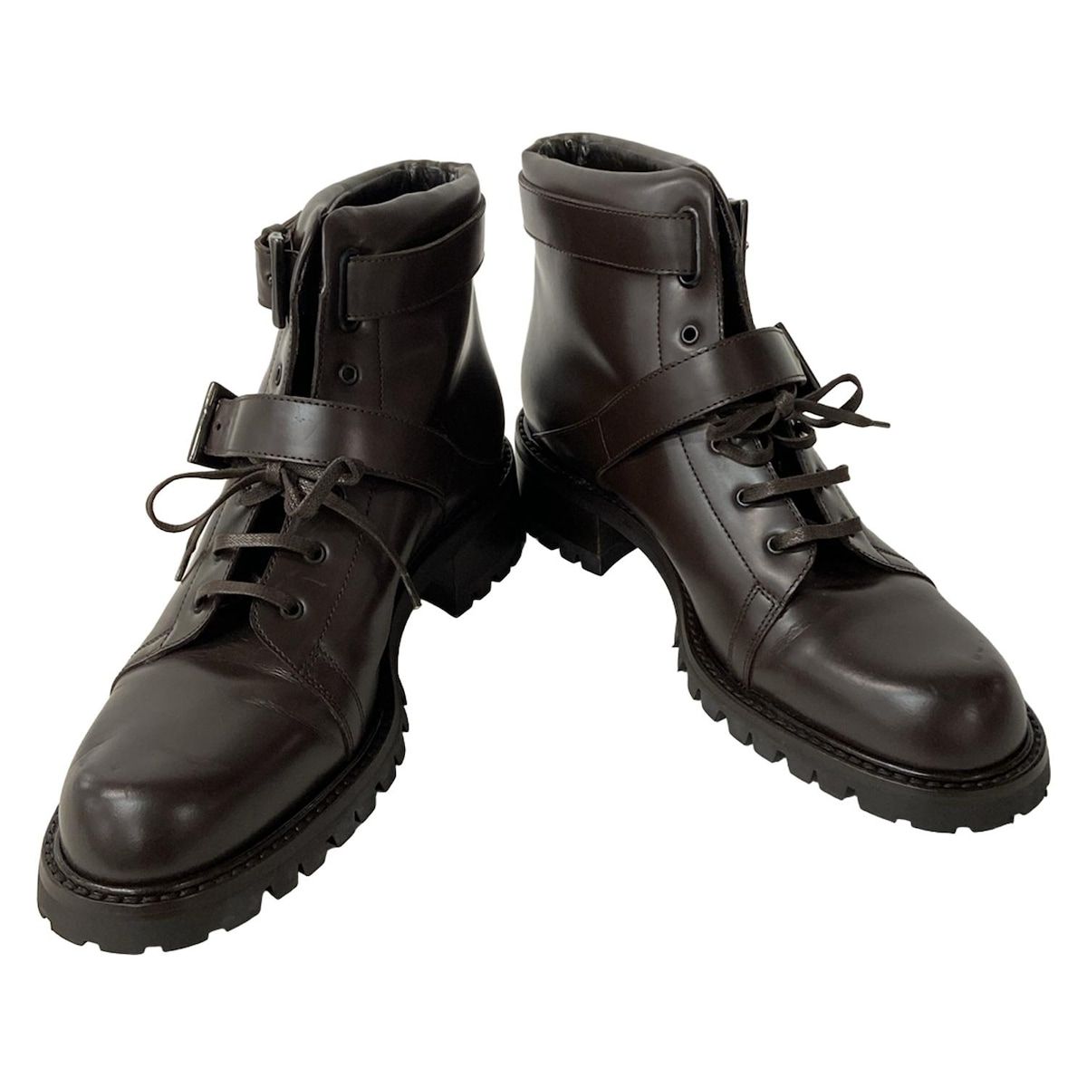 Prada Short Boots 38 1/2 Women's Excellent Condition Dark Brown Leather