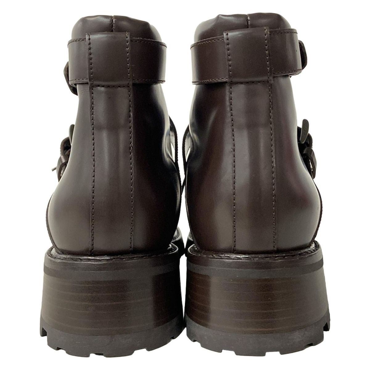 Prada Short Boots 38 1/2 Women's Excellent Condition Dark Brown Leather