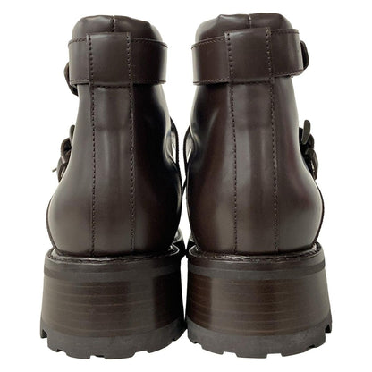 Prada Short Boots 38 1/2 Women's Excellent Condition Dark Brown Leather