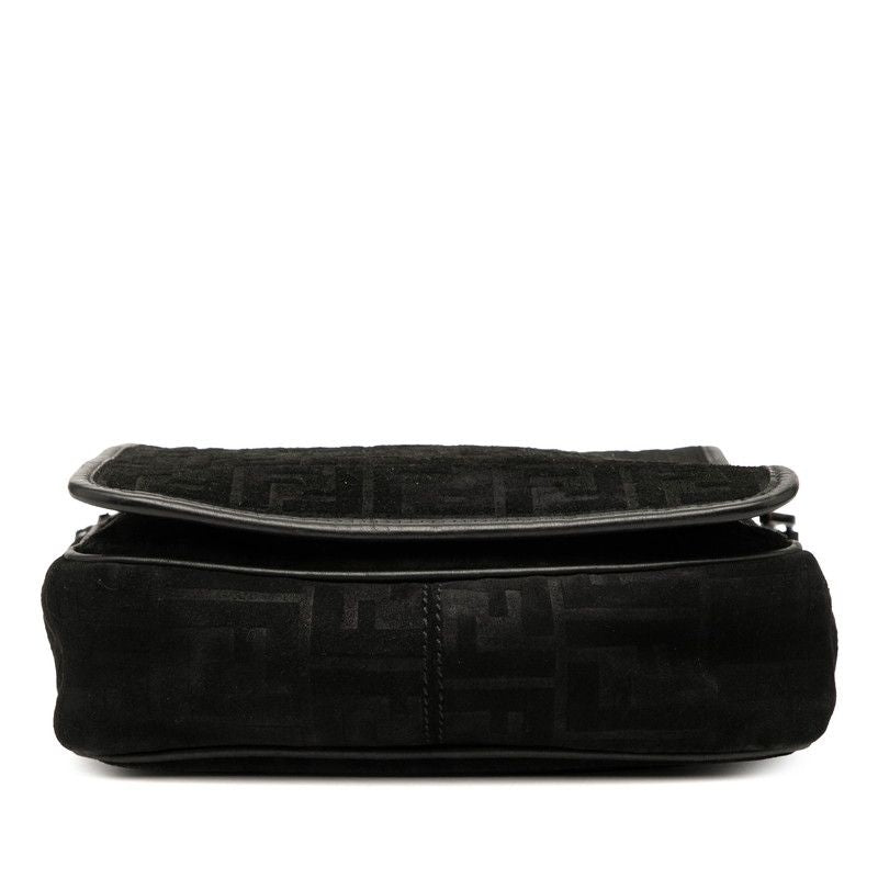 Fendi Zucca Messenger Bag Crossbody Shoulder 7va215 Black Leather Suede Men's