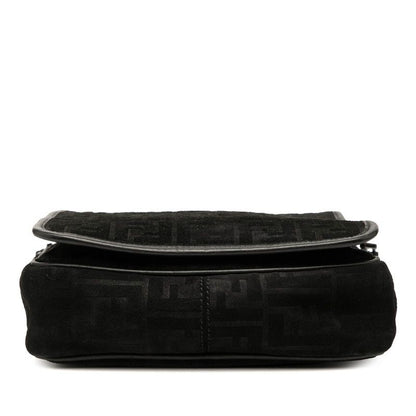Fendi Zucca Messenger Bag Crossbody Shoulder 7va215 Black Leather Suede Men's