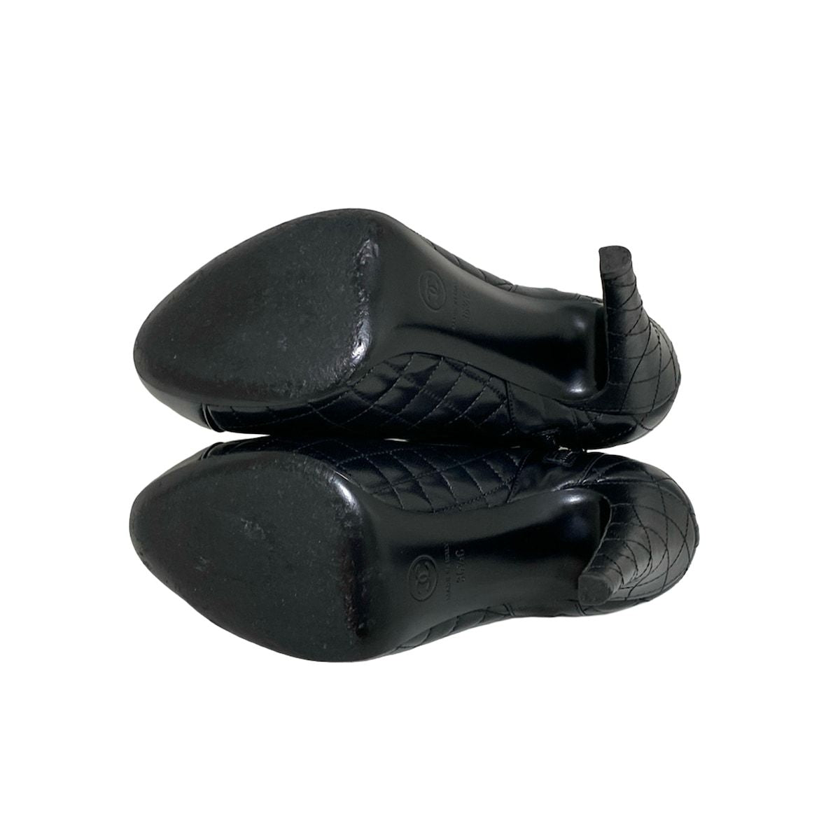 Chanel Short Boots 36 1/2c Women's - Black Lambskin