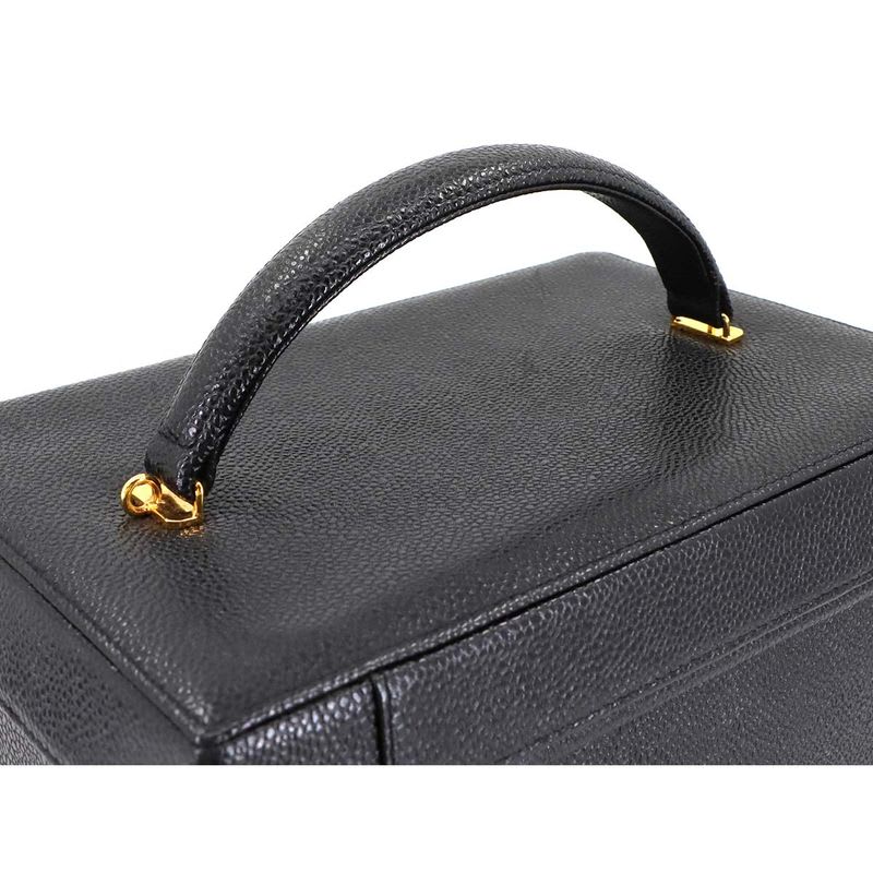 Chanel Caviar Leather Vanity 2-Way Hand Shoulder Bag Black Vintage