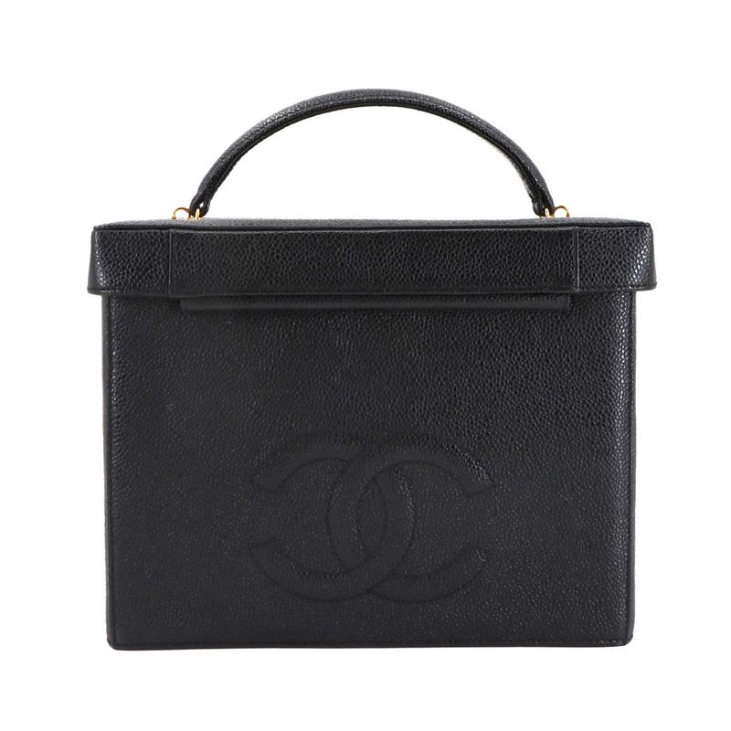 Chanel Caviar Leather Vanity 2-Way Hand Shoulder Bag Black Vintage
