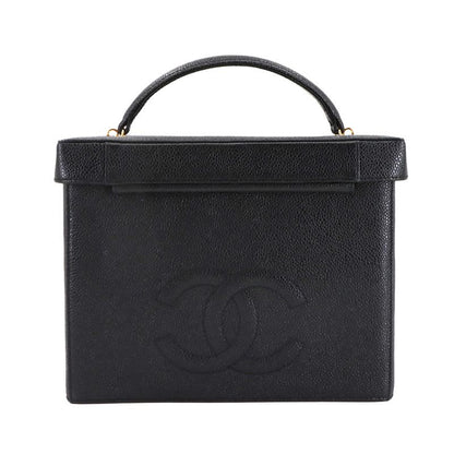 Chanel Caviar Leather Vanity 2-Way Hand Shoulder Bag Black Vintage