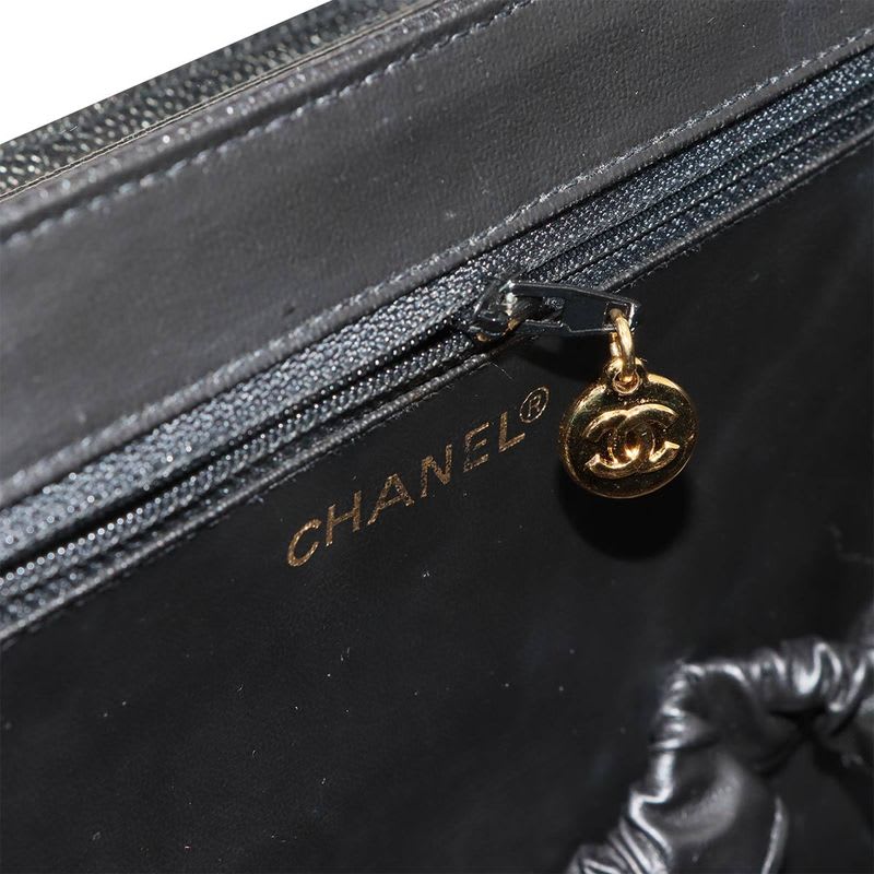 Chanel Caviar Leather Vanity 2-Way Hand Shoulder Bag Black Vintage